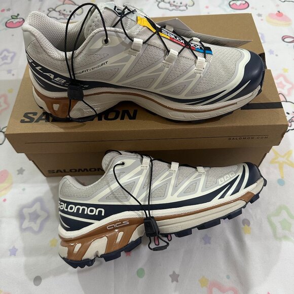 Salomon Xt-6 Low-Top Sneakers In Gray And White - Picture 1 of 6